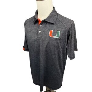 Chiliwear Mens University of Miami Hurricanes Polo Shirt Grey Medium
